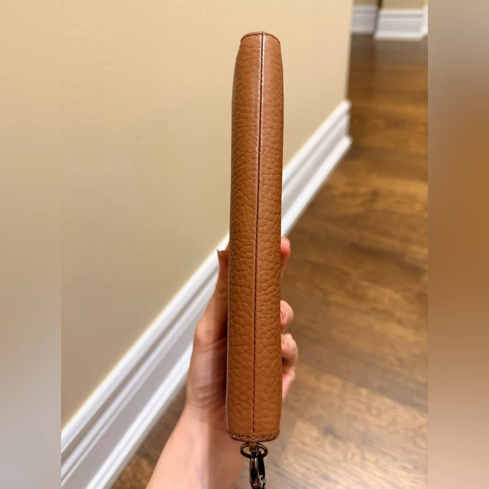 FOSSIL Pebbled Leather Large Zip Around Brown Wallet With Tassel Women’s - Picture 11 of 16